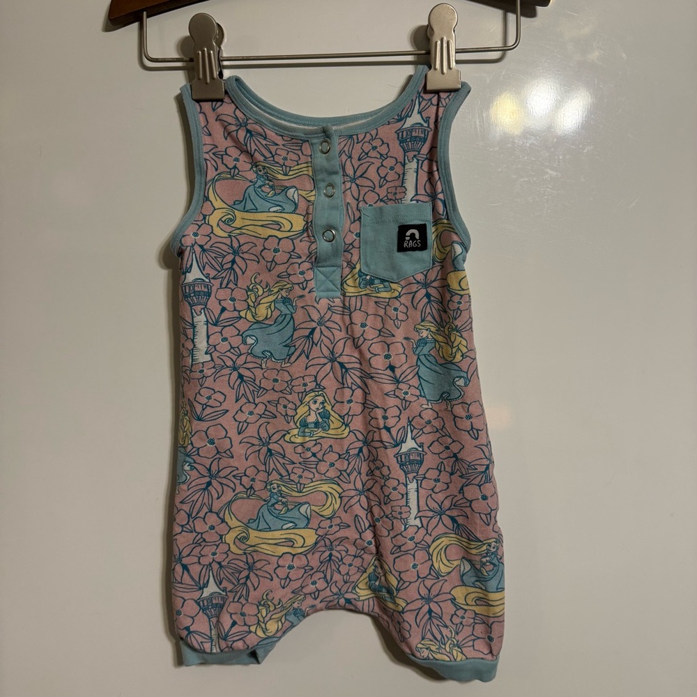 Rags Disney Princess Rapunzel Romper One Piece Sleeveless Size 12-18m EUC